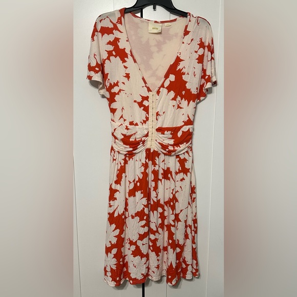 Floral Red and Cream Dress - Picture 1 of 5